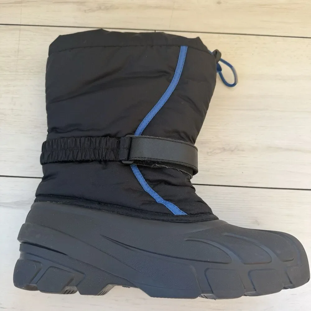 Sorel Unisex Flurry Black Blue Insulated Winter Waterproof Snow Boot Size 7